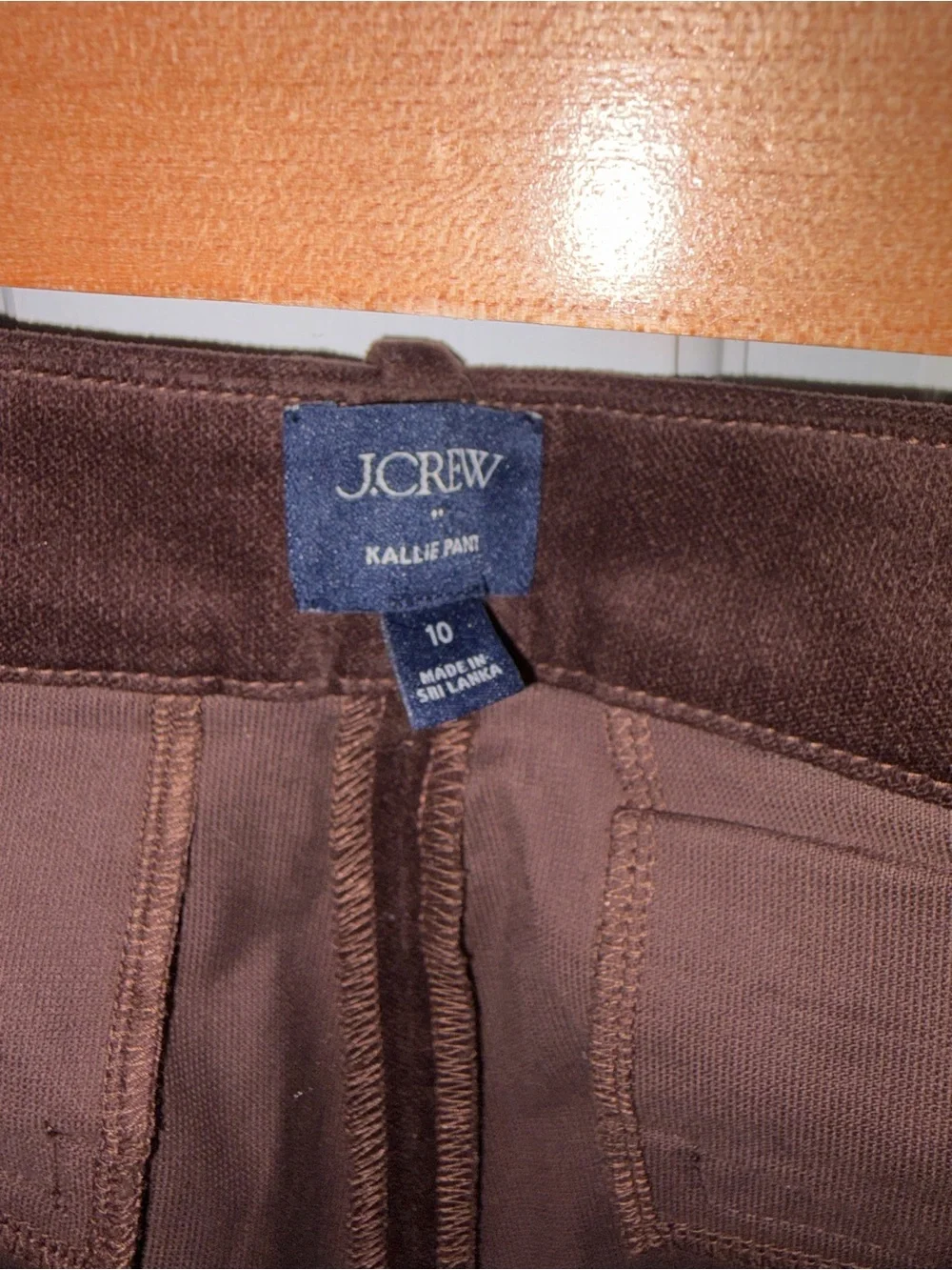 J. Crew Dark Brown Straight-Leg velvet Pants